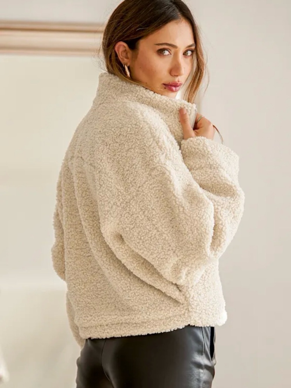 Lulu’s Nearest and Dearest Cream Shearling Jacket